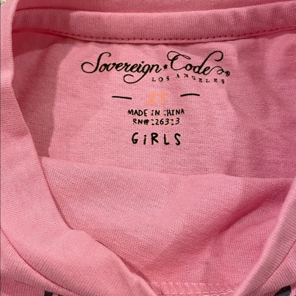Sovereign Code Girls Size 2T Pink Shortsleeve Shirt with Animal Print Heart NWT - Picture 7 of 7